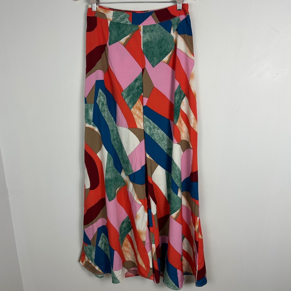 Luukse Wide Leg High Rise Pants Womens Sz Large Multicolour Geometric Print Boho - Picture 9 of 16